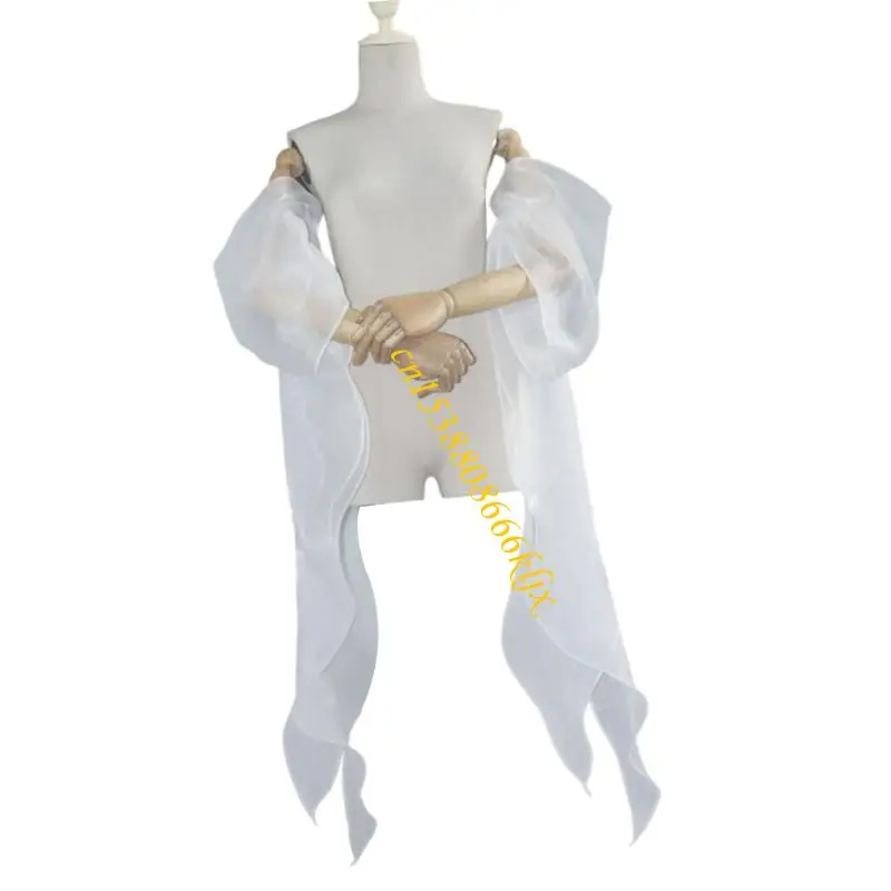 Sheer Bride Rleeves Odnotowane okładki ramienia z płynącą wstążką dla sukni 066c