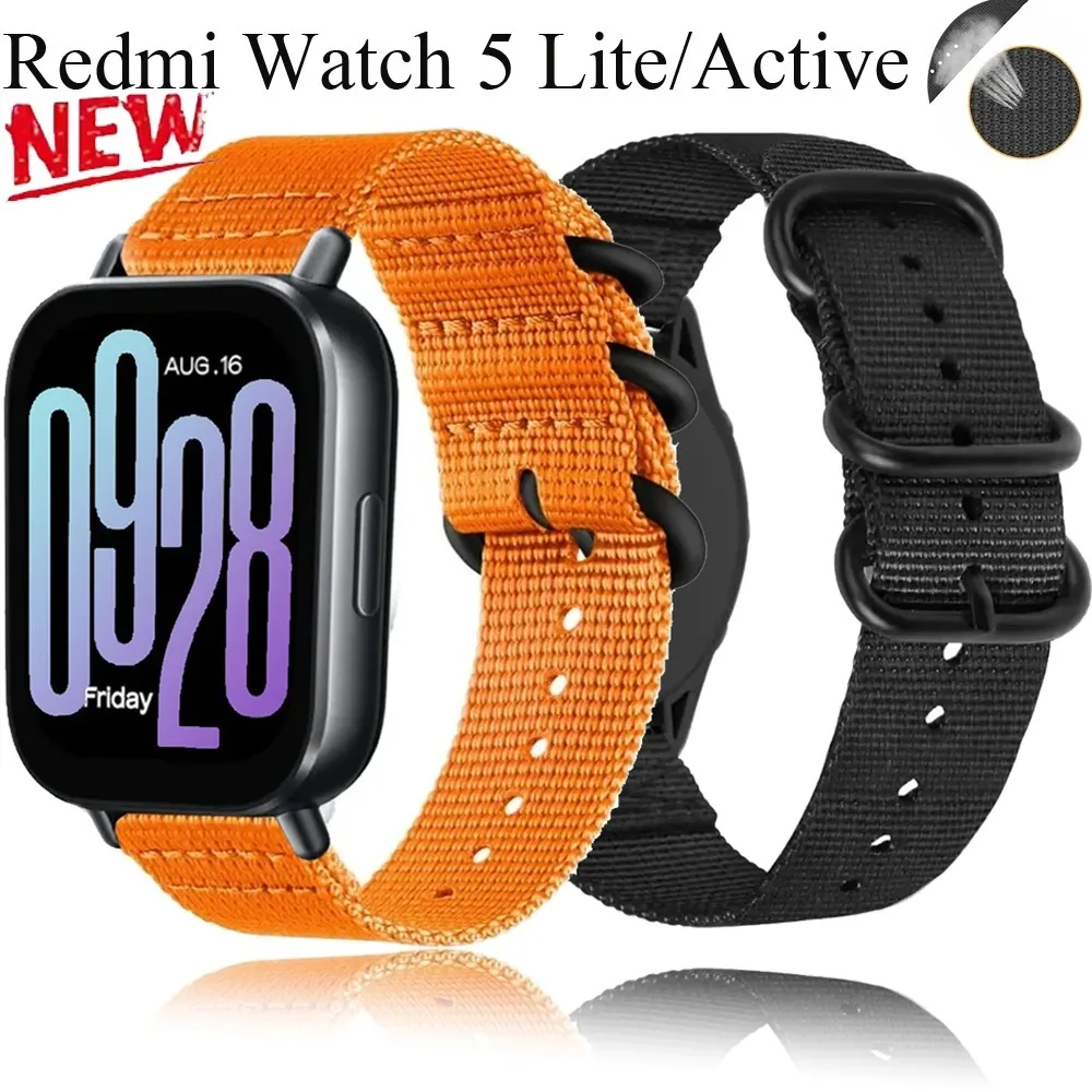 22 mm Nylon-Schlaufenarmband für Redmi Watch 5 Active, dreiringige Schnalle, bequemes Armband für Redmi Watch 5 Lite/Active, austauschbar