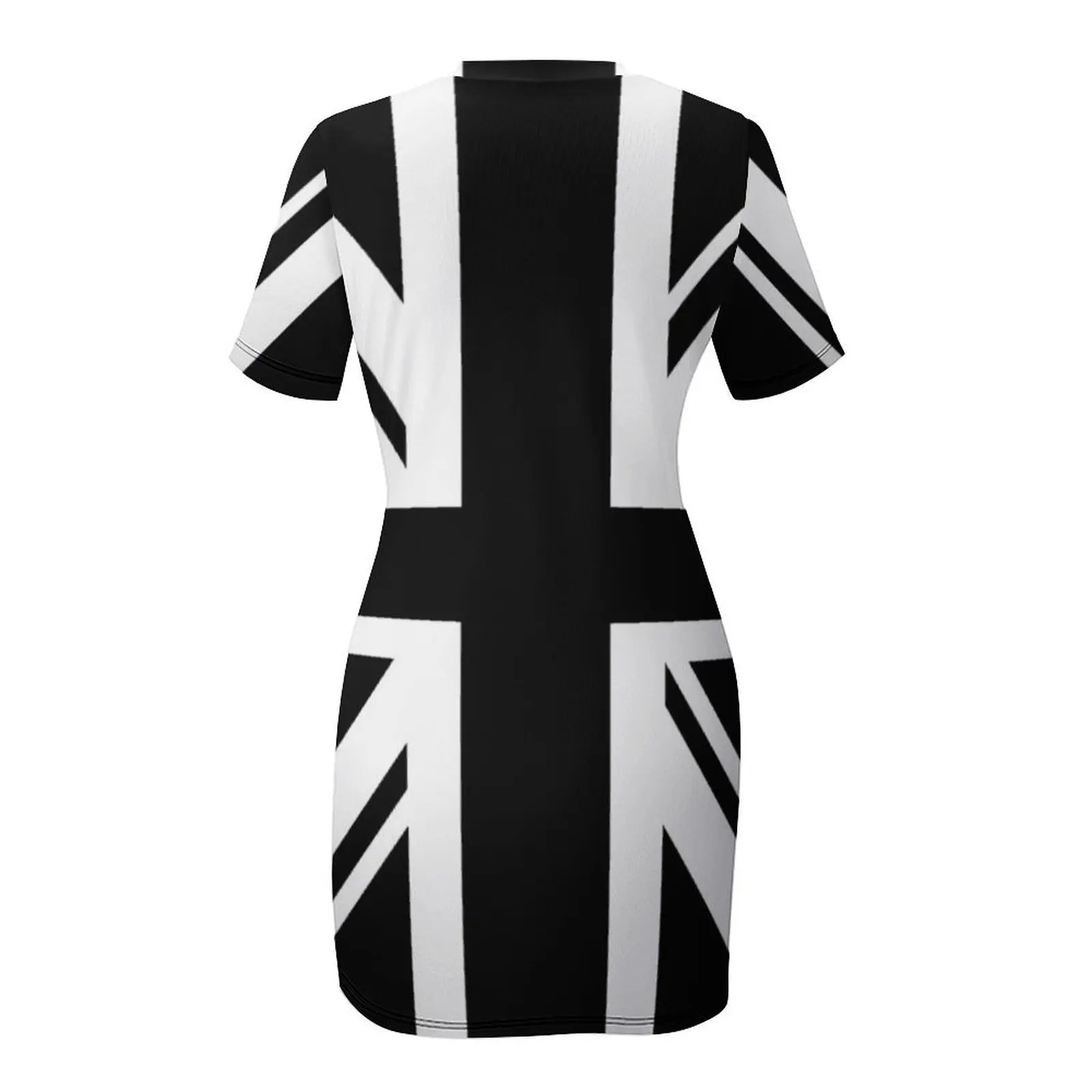 Robe de soirée à manches courtes pour femmes, tenue de luxe, Union Jack B & W