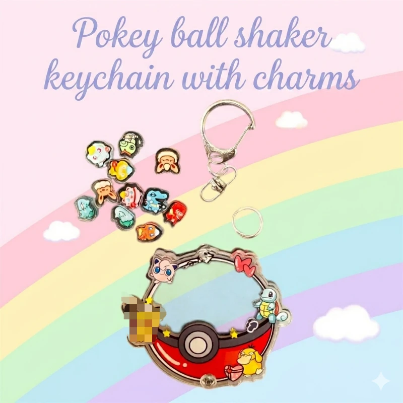 Llavero Shaker para Pokémon, Bola Poké, Pikachu, Squirtle, Psyduck, Eevee, Dijes de Acrílico, Colección DIY de Anime y Dibujos Animados, Regalo de Cumpleaños