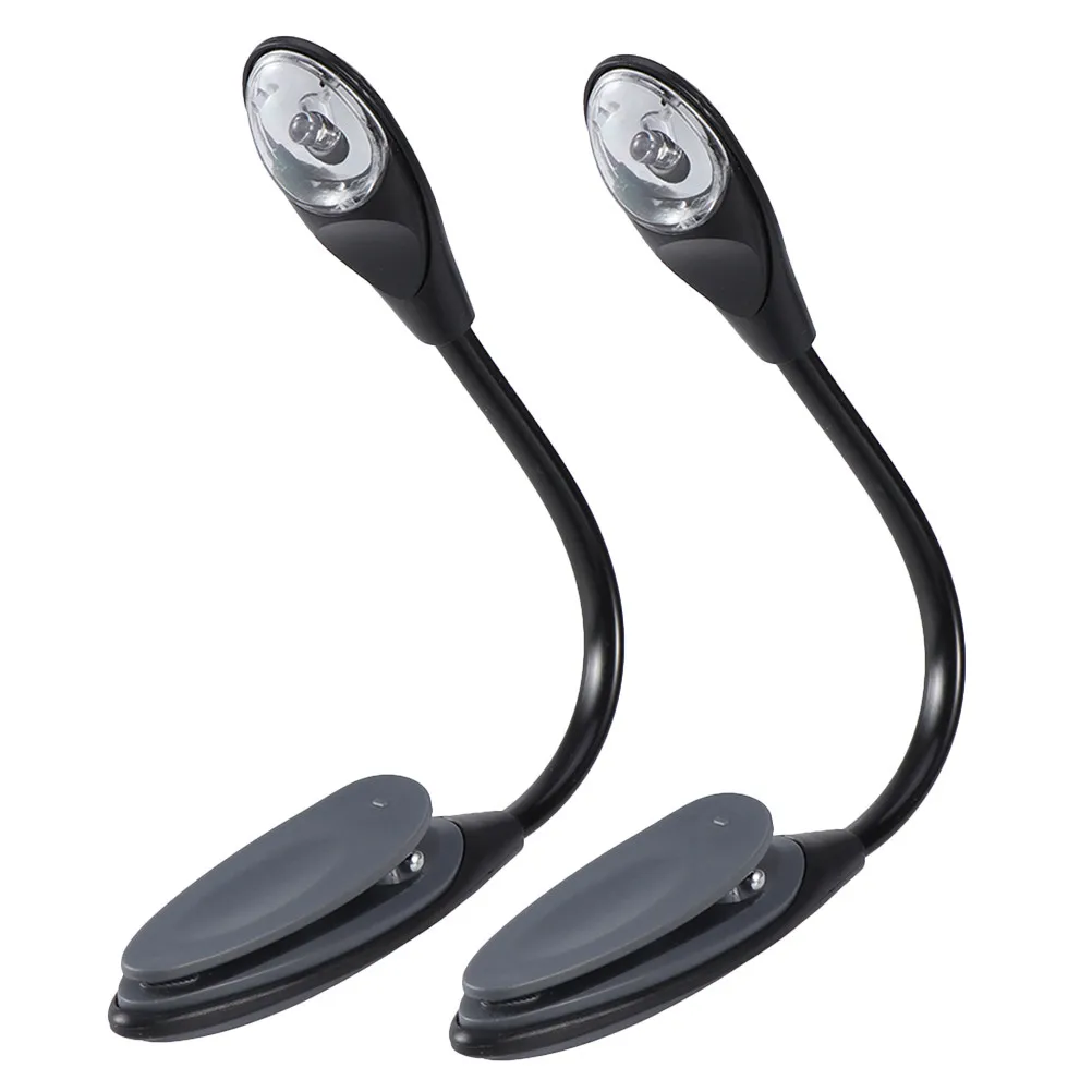 2Pcs Mini LED Book Light Clip Portable Reading Lamp for Bed Travel Night Study Eye Protection Non Flickering Natural Light Gray