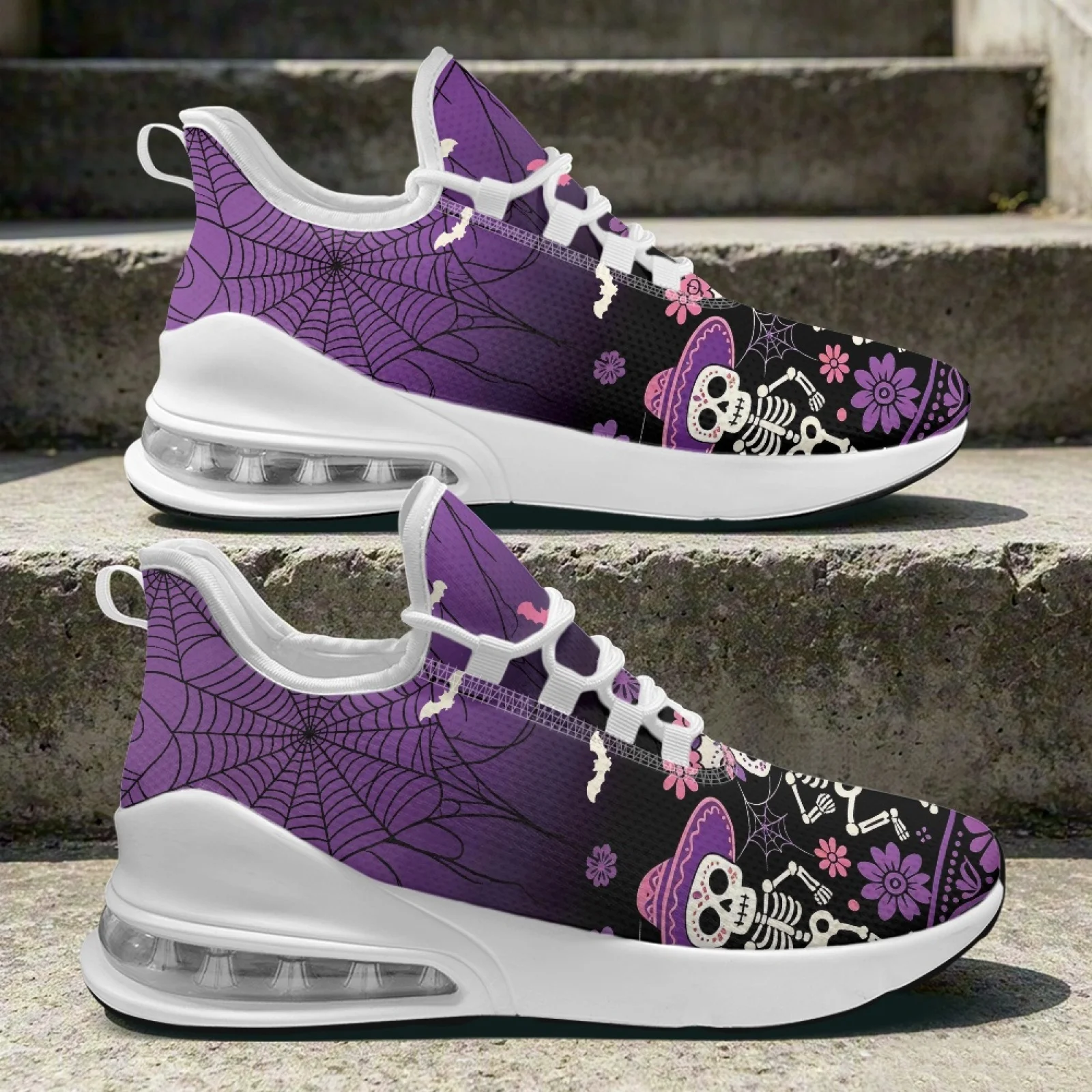 PENSTROLL Dancing Skeleton Summer Cushioned Work Sneakers Casual Athletic Shoes for Women Training Travel