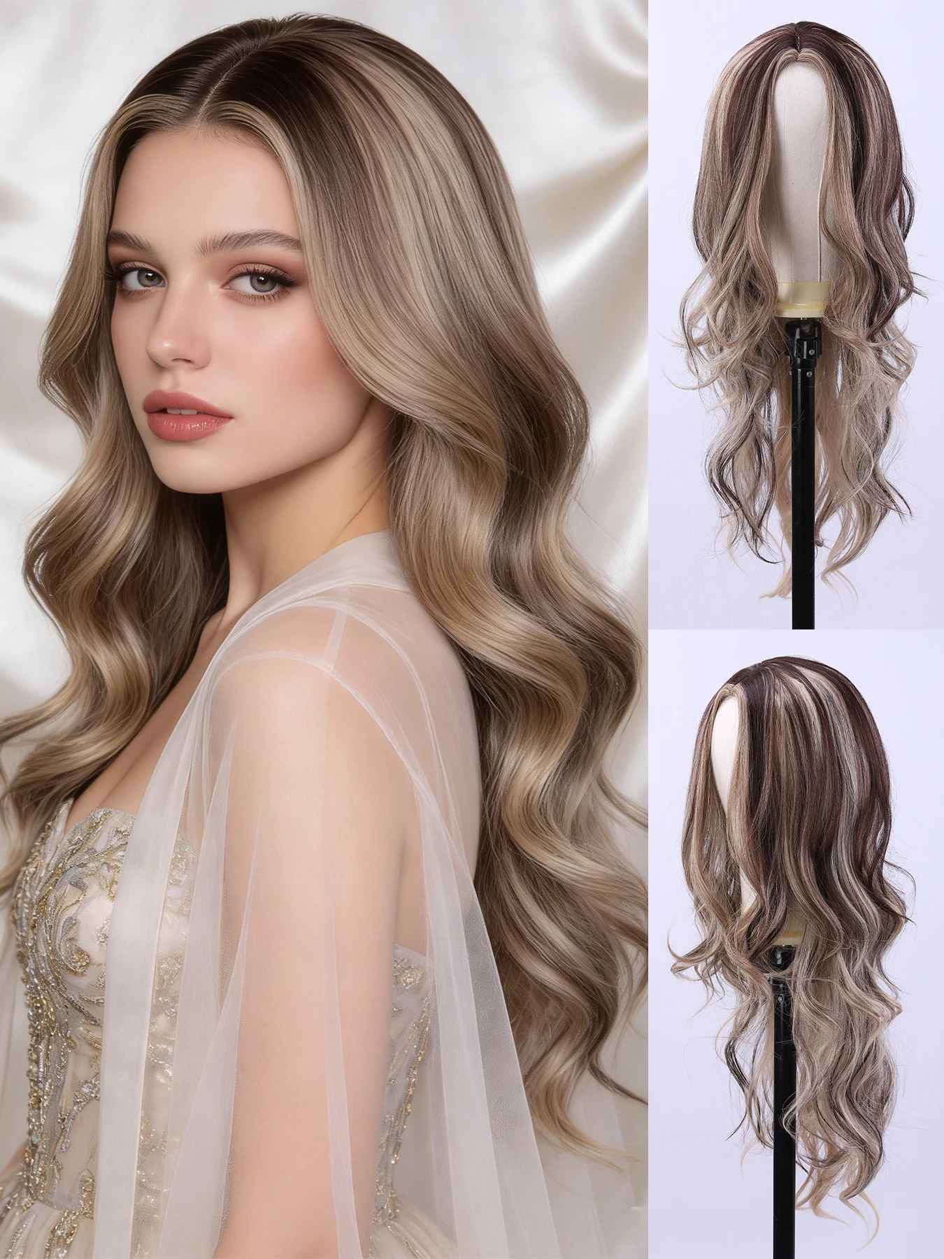 

1 модный женский парик из синтетического волокна, стильная укладка, безопасная сетчатая шапочка-сетка.