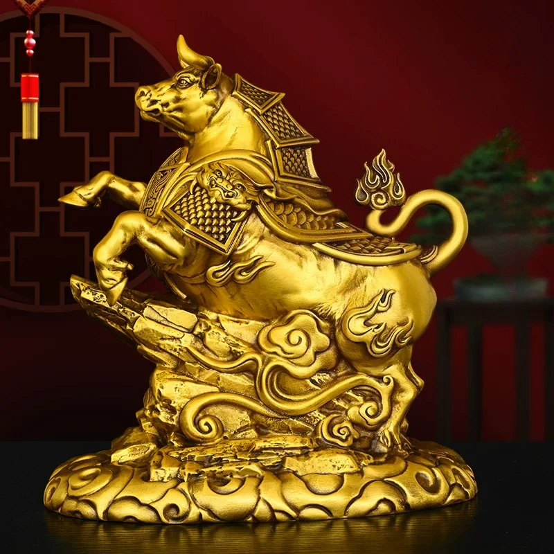 Feng Shui Bull Market Wall Street Ox Figurine Wealth Ornament for Home Living Room