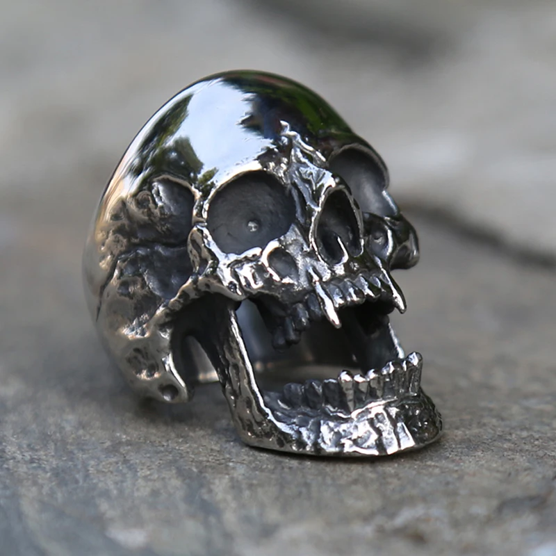 Polishing Vampire Skull Ring Men Womens Stainless Steel Biker Rings Man Gothic Punk Jewelry Best Gift For Friend Size 7-15