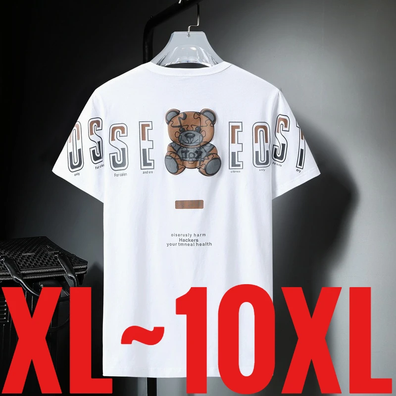 Übergrößen Herren Anime T-Shirt mit Aufdruck Kurzarm-T-Shirt Herren Baumwolle Große Größen 10XL 9XL 150kg 7XL 8XL Trendiges Grafik-T-Shirt