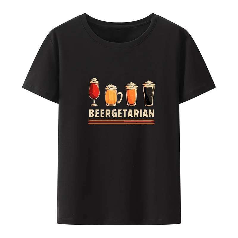 Beergetarian Funny Men Women T-shirt Camisa Short Sleeve Tee Roupas Masculinas Loose O-neck Casual Koszulki Short-sleev Humor