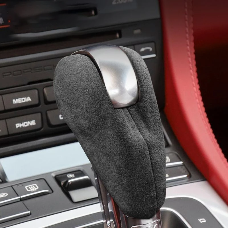 

Trim For Porsche Macan Boxster 911 Cayman 718 Panamera Gear Lever Shift Knob Cover Stick Suede Car Accessories Auto