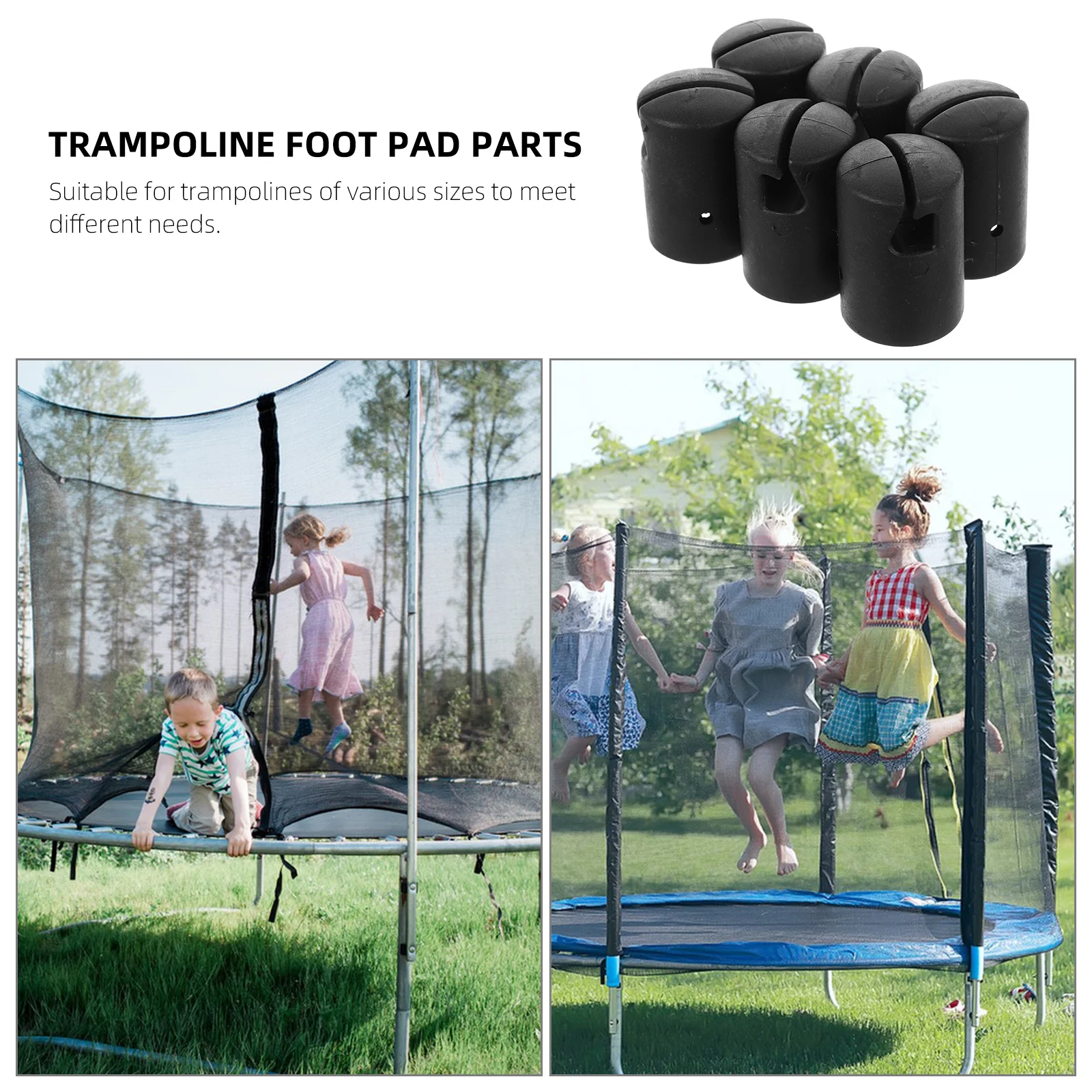 6개 트램펄린 폴 캡 플라스틱 엔드 캡 안전망 부착용 내구성 있는 ABS 소재 트램펄린 액세서리