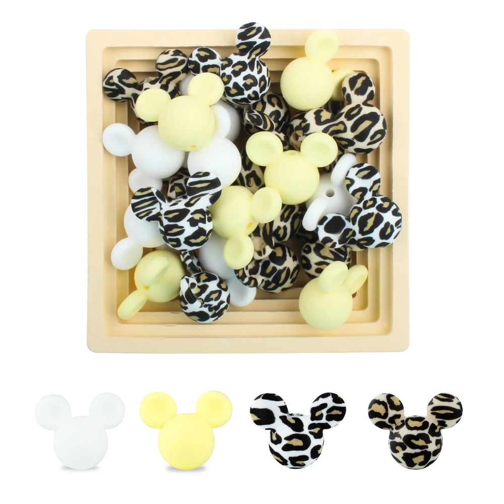 Cuentas de silicona con forma de corazón y estrella para dentición de bebé, mordedor con impresiones, collar de cadena de chupete, masticables de