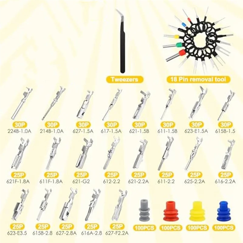 

BHTS-коннекторы, клеммы, автомобильные разъемы для проводов, набор обжимных разъемов, 984 шт., комплект клеммных контактов для автомобильного электрического провода