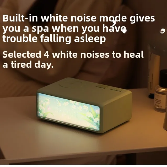 VYOPBC White Noise Bluetooth Speaker Desktop Mini Sound Light Painting Wireless Charging Night Light