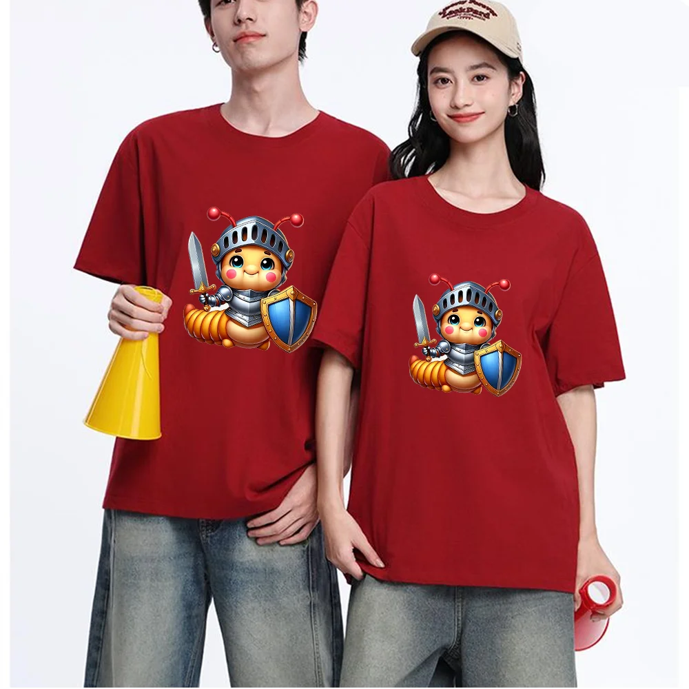Knight Caterpillar Graphic Printed T Shirt Breathable Fabric S-XXL Personalized Custom Casual Short Sleeve Tee Aesthetic Unisex