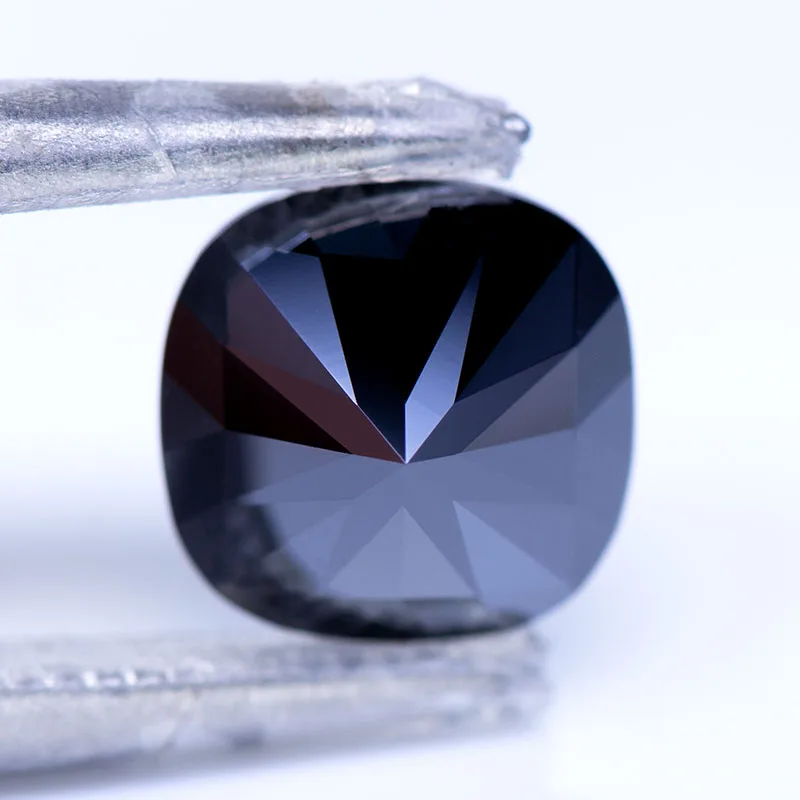 Moissanite Gemstone Cushion Cut Black Primary Color Lab Grow Diamond for Charms Jewelry Making Materials with GRA Certificate