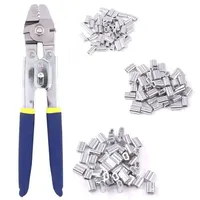 Stainless Steel Fishing Pliers Wire Rope Swager Crimpers Crimp Sleeves Combo Set With 150Pcs Ferrule Crimping Loop Kit Tools