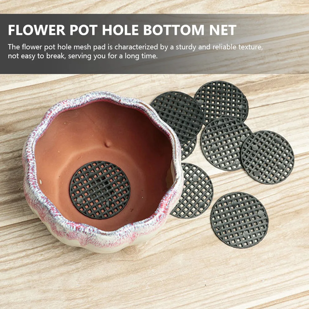 

200pcs Flower Pot Hole Mesh Pads Anti-Leak Soil Liners Plastic Planter Bottom Net Reusable Ventilated Bonsai Mat for Ceramic