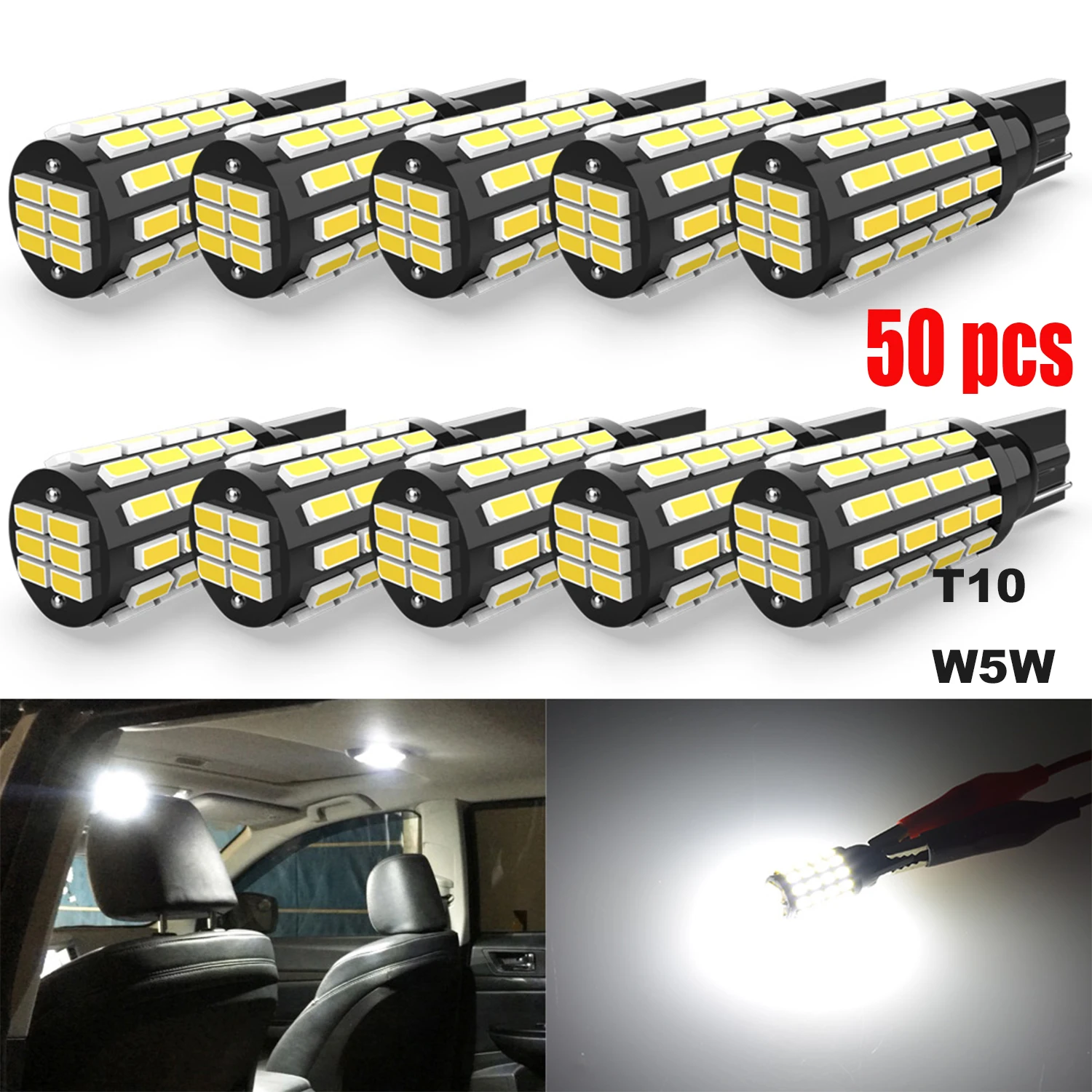 50pcs T10 W5W LED Courtesy Light Bulb Canbus No Error Stock Bulb Replacement For Nissan Leaf Note Juke Qashqai J10 Teana J32
