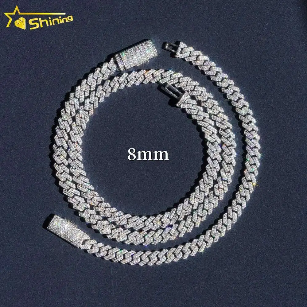 Wholesale Stock 10k 14k Real Solid Gold Plated Moissanite Diamond Original Cuban Link Chain Necklace Fine Jewelry 8mm