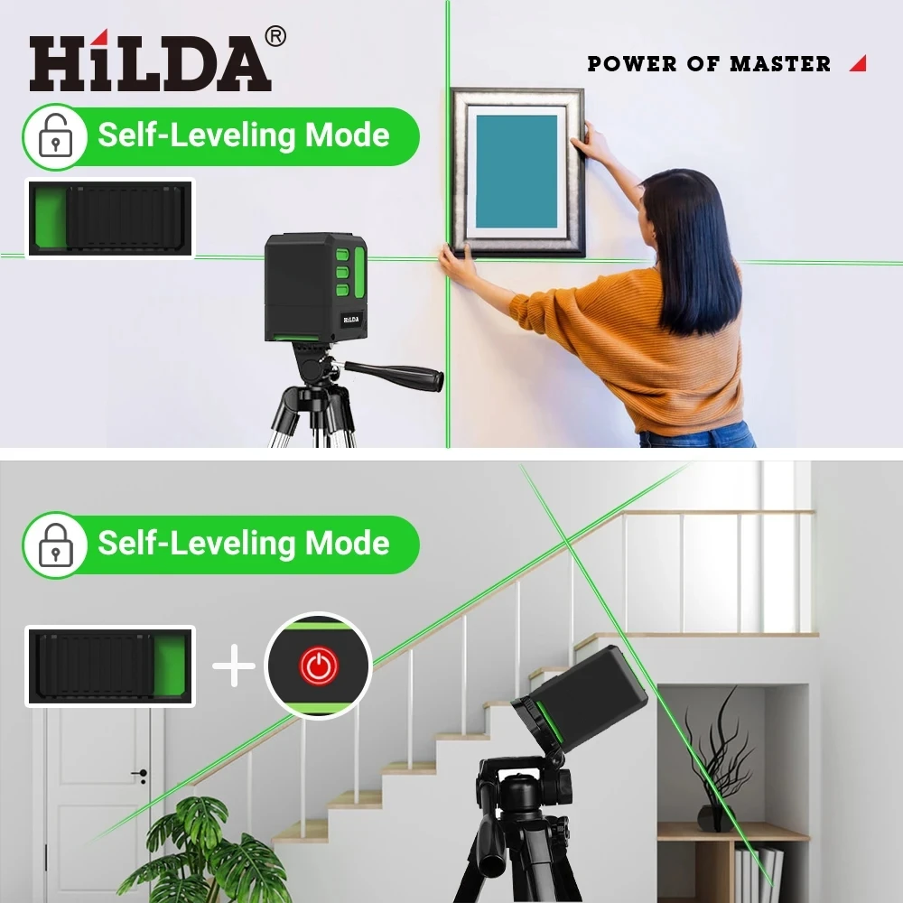 HILDA Laser-Nivelliergerät 2 Linien/5 Linien 360° Automatische Nivellierung Baustellengerät Grünes Licht Kreuzlaser Gutes Geschenk – Detail 4