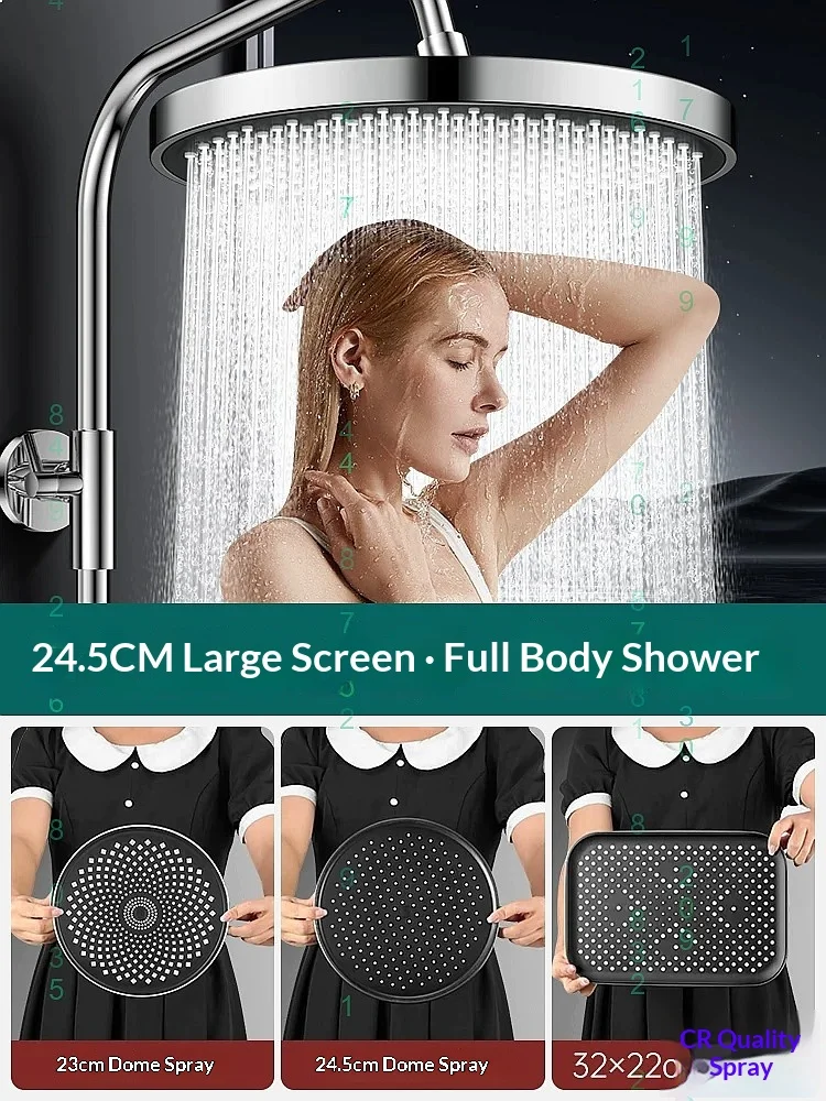 High‑Pressure Shower Head Set, Overhead Rain Spray & Handheld Shower Head for Home Bathroom Use
