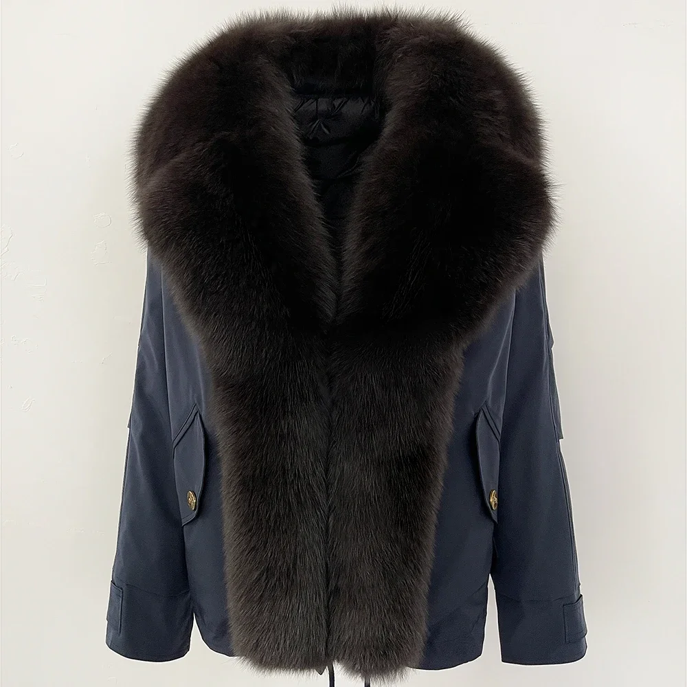 معطف فرو الواقعي للنساء جديد في السترات والسترات سترة شتوية أسفل سترة أسفل معاطف وحدائق خفيفة الوزن منتفخة للنساء