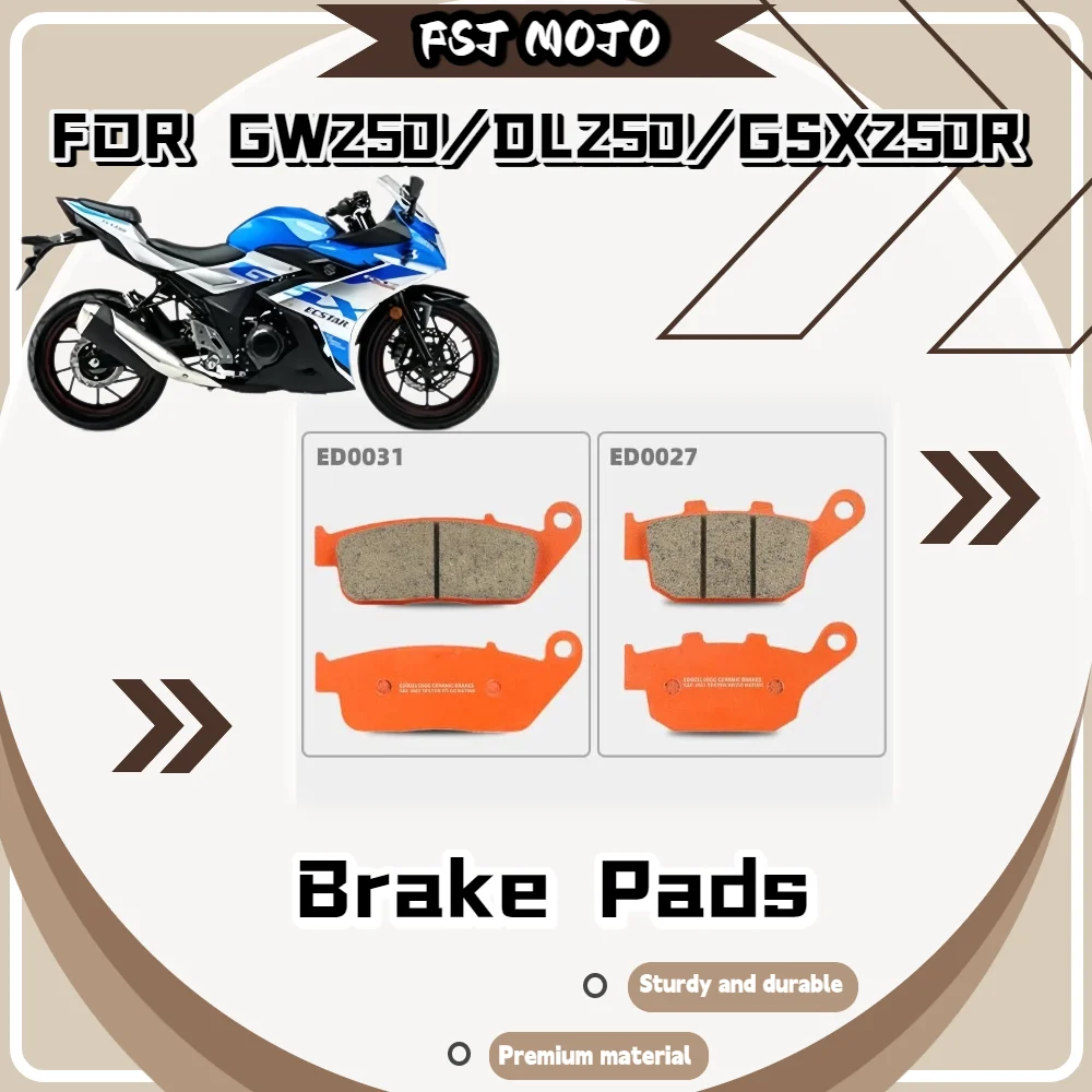 For GW250/DL250/GSX250R Ceramic Super Alloy Brake Pads Low Wear Long Life Stable Friction Hot & Cold Weather Brake Pads