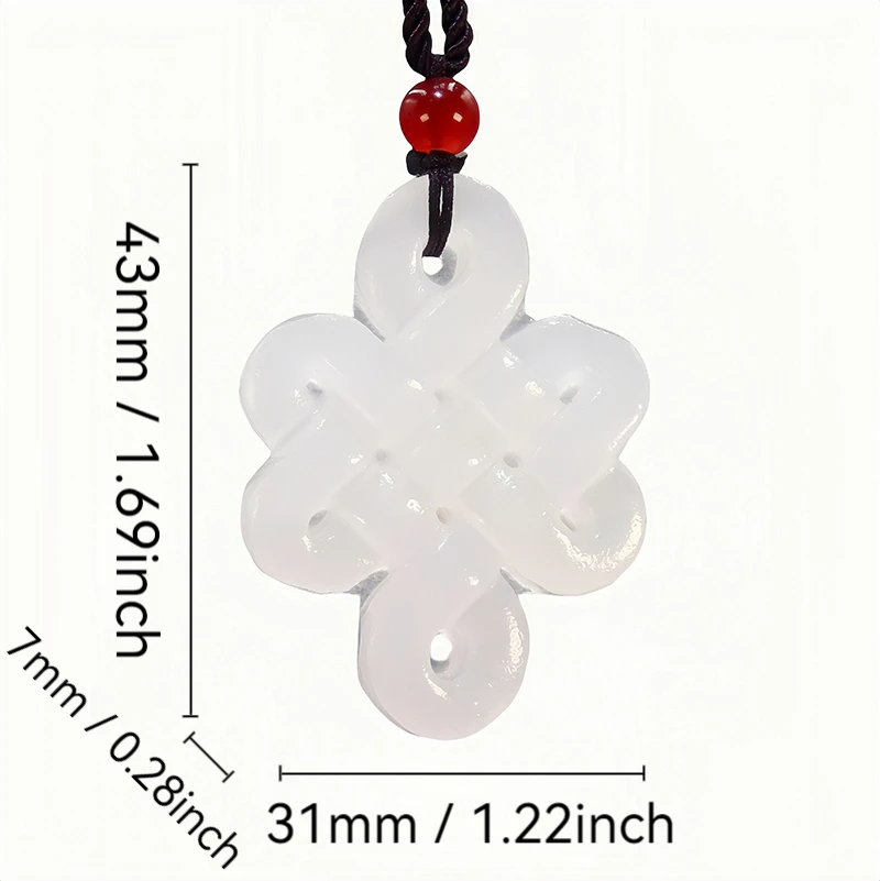 

Jade Chinese knot Necklace Pendant White Natural Jadeite Charm Jewellery Fashion Accessories Hand Carved Luck Amulet Gifts