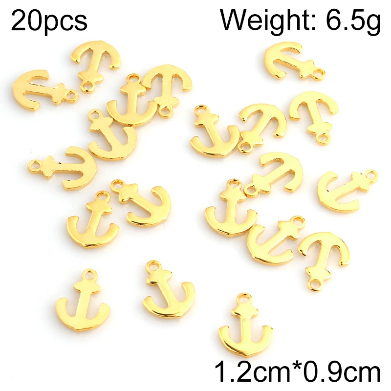 20pcs/lot Stainless Steel Anchor Rudder Accessories Rudder Gold Colour Pendant For DIY Bracelets Jewelry Making Handmade