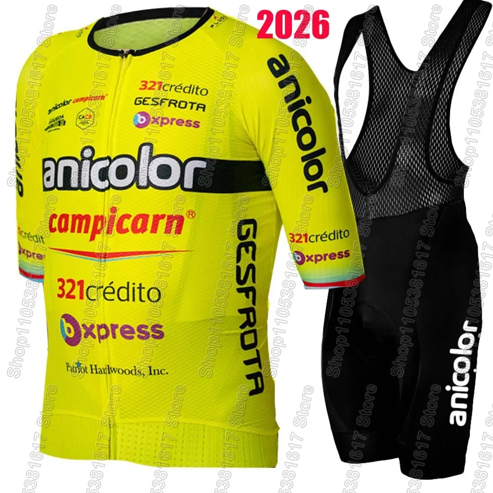 

Anicolor-Campicarn 2026 Portugal Team Cycling Jersey Set Bicycle Clothing Road Bike Shirts Suit Bicycle Bib Shorts MTB Maillot
