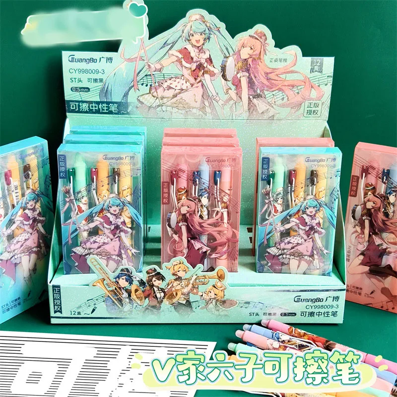 

Новая модель гелевой ручки Hatsune Miku с возможностью стирания, 0.5 мм, черные чернила, нажимная ручка для студентов, школьная канцелярия, шариковая ручка для офиса.