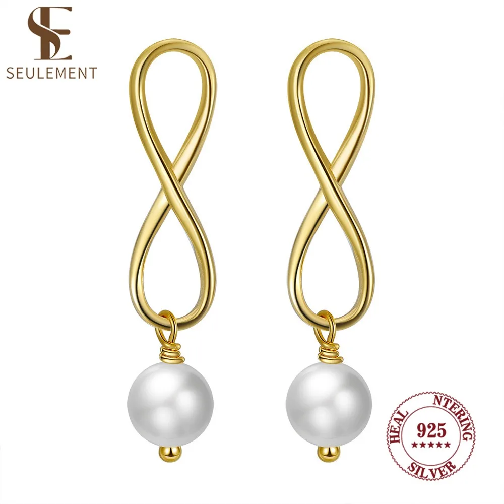 

Seulement 925 Sterling Silver Earring Jewelry Accessories 8-shaped Freshwater Pearl Earrings for Women Party Girls Gifts