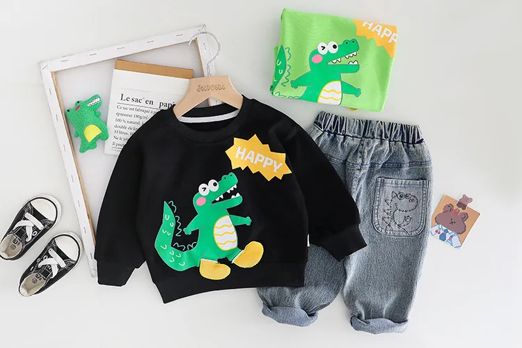 Ensembles de survêtement à manches longues pour enfants, sweats à capuche de dessin animé, pantalons en Y, vêtements pour bébé garçon, 1 à 2 ans, printemps, automne, 2024