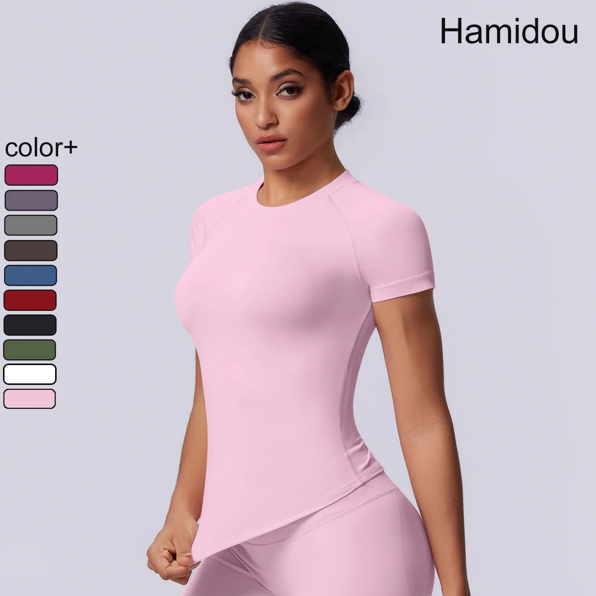 1PC Quick Drying Legging Outdoor Running T-Shirt Slim Casual Solid Color Workout Top Short Sleeve Women Seamless Yoga Top