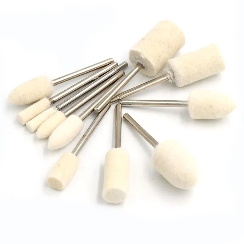 10 Pcs. For Fine Polishing of Irregular Surface Wool Felt Mounting Tips