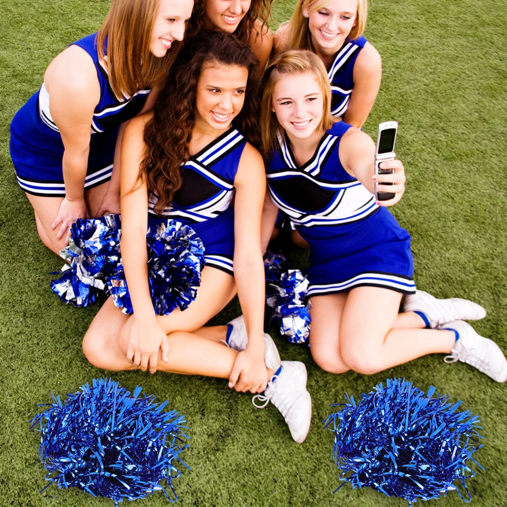 

Cheerleading Pom Poms 12 Pcs Blue Sparkly Cheer Accessories for Navy Ball Pompoms Fans Fun St Patrick Day Clip