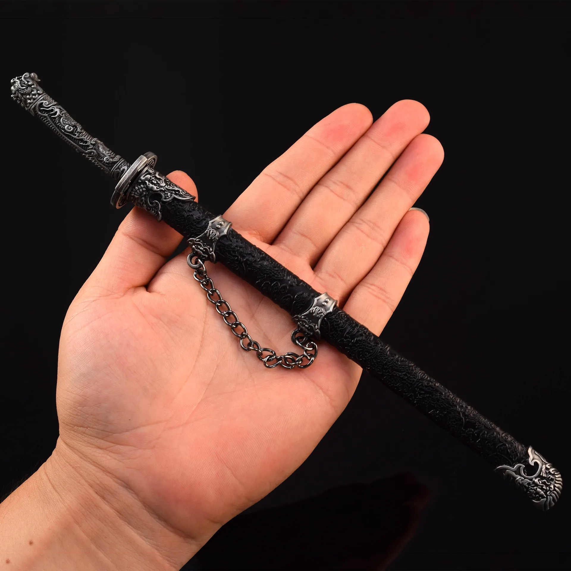 26CM Chinese Oude Koude Wapens Broederschap van Messen Zwaard Metalen Ambachtelijke Model Collectible Bureau Ornamenten Verjaardagscadeau voor Jongen