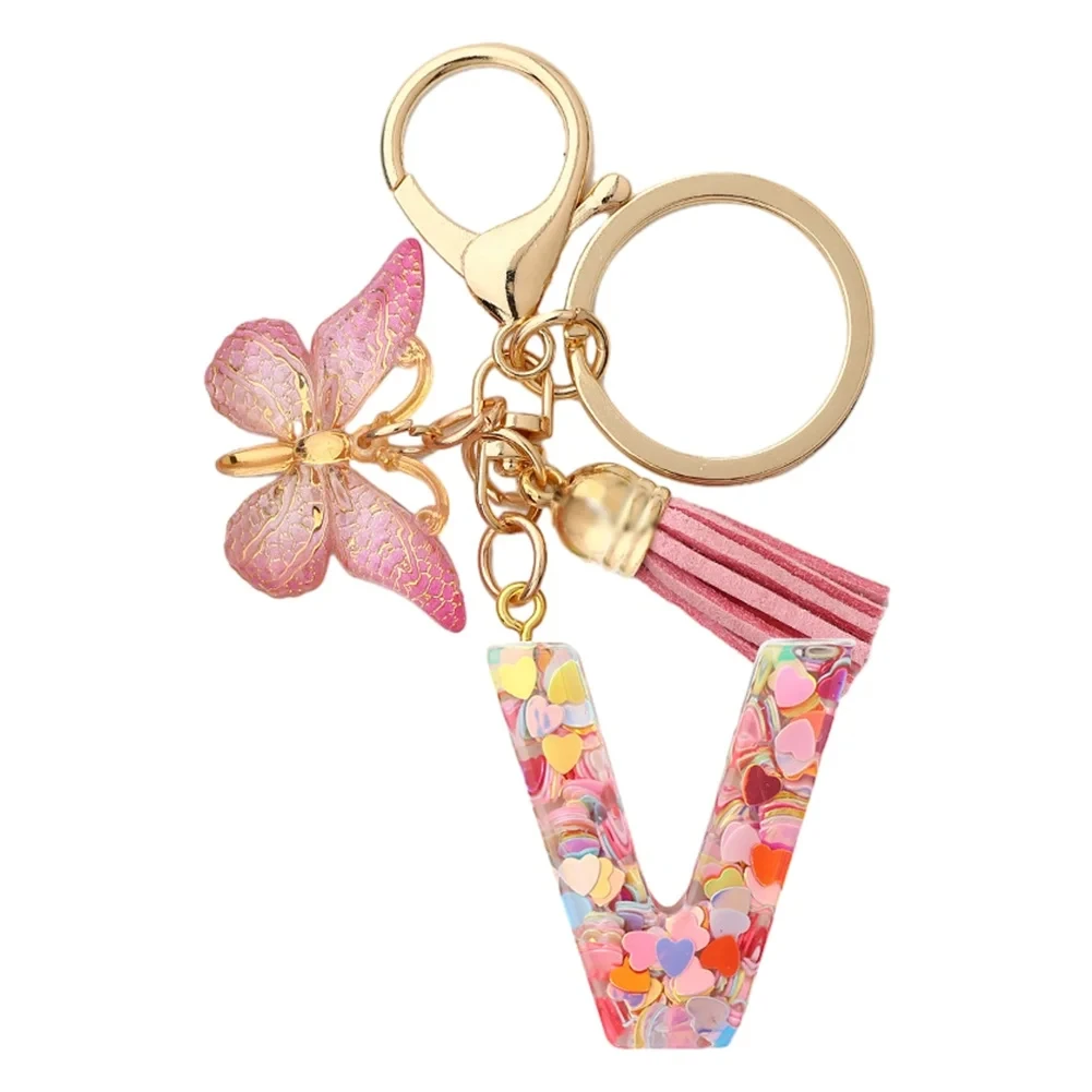 Mode DIY A-Z Buchstaben schlüsselbund Metall Halter Pendent Schlüssel Kette Frauen Auto Schlüssel Ring Einfache Brief Name Schlüssel Party geschenk Schmuck