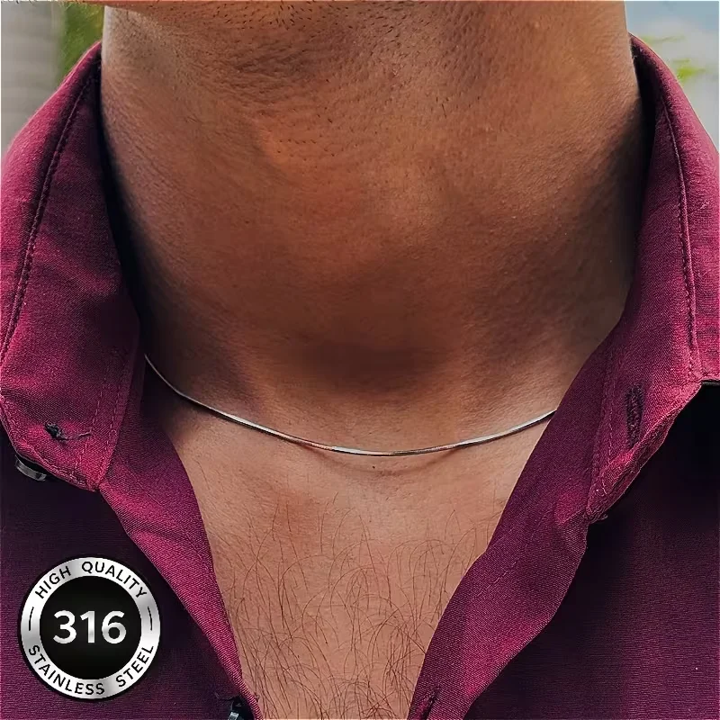 Classic Minimalist 1mm Thin Round Snake Chain Stainless Steel Necklace Durable Stylish Solid Neck Jewelry Men Woman Silver Color