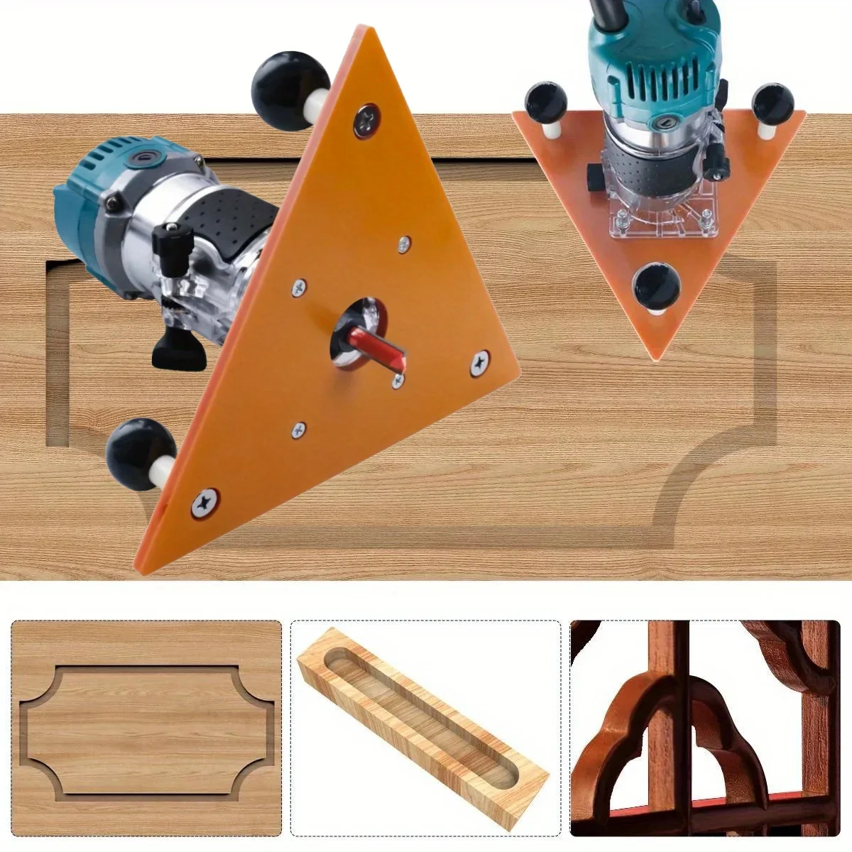 

Wooden Trimmer Router Base, 2-in-1 Compact Wooden Palm Router Base Router Slotted Bracket Suitable For Cabinets And Furniture