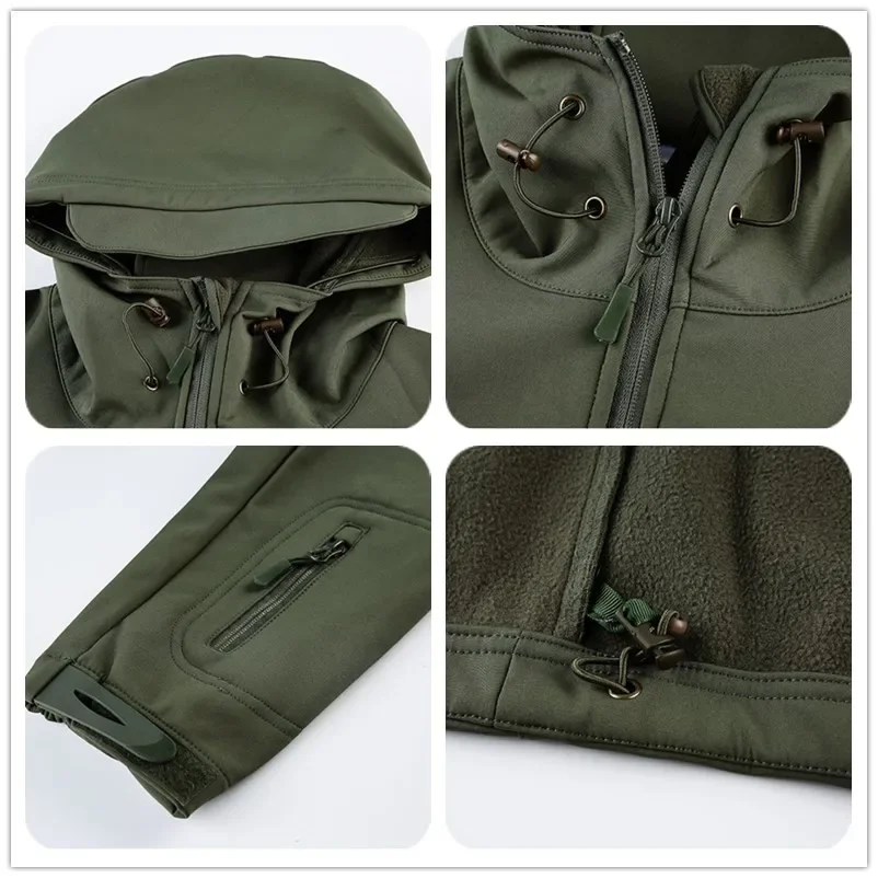 Chaqueta táctica militar con capucha de concha suave: abrigo militar impermeable y resistente al viento con forro polar y colores camuflaje