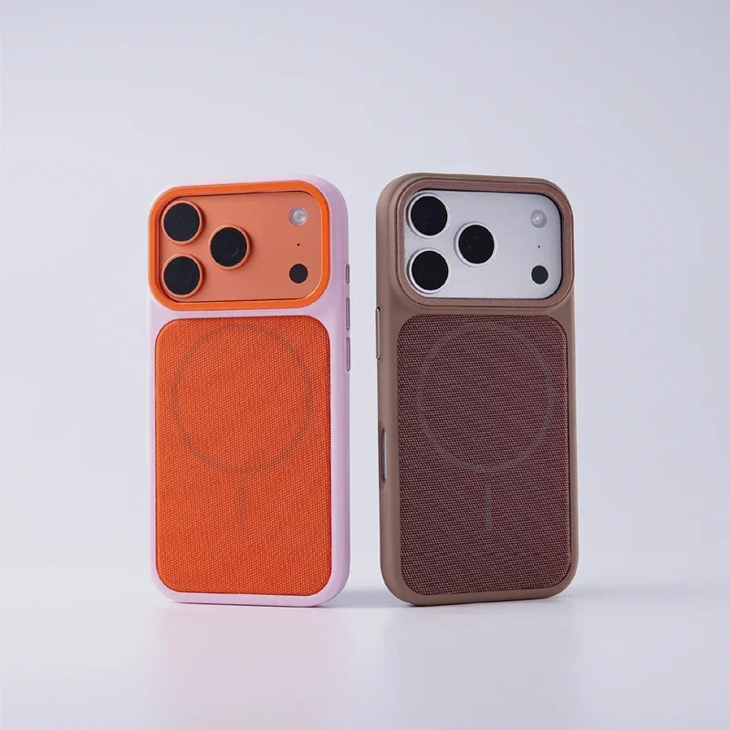 Hit Color Tech-gewebte Canvas-Hülle für Magsafe-Handyhülle für iPhone 17 18 Pro Max 16 15 13 14 Magnetische Kabellose Ladehülle – Detail 12