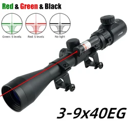 3-9x40EG Red Laser Sight Combo Hunting Red Green Range Finder Rifle Scope Optical Illuminat Tactical Reflex Aiming Laser Locator