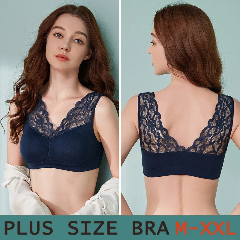 Sexy Lace Bras For Women Plus Size XL XXL Bralette Seamless Underwear   Free Wire Push Up Bra With Pad Chest Wrap