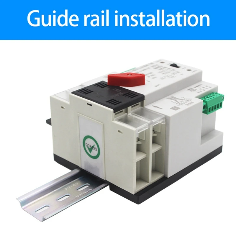 Din Rail 2P ATS Dual Power Automatic Transfer Switch Selector Switches Uninterruptible Millisecond Power Generator Easy Install