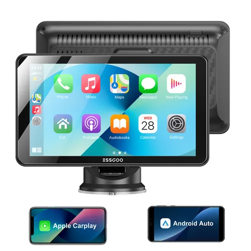 ESSGOO 7 インチワイヤレス CarPlay カーラジオ Android 自動マルチメディアビデオプレーヤーポータブルタッチスクリーン AUX BT ユニバーサル起亜おもちゃ