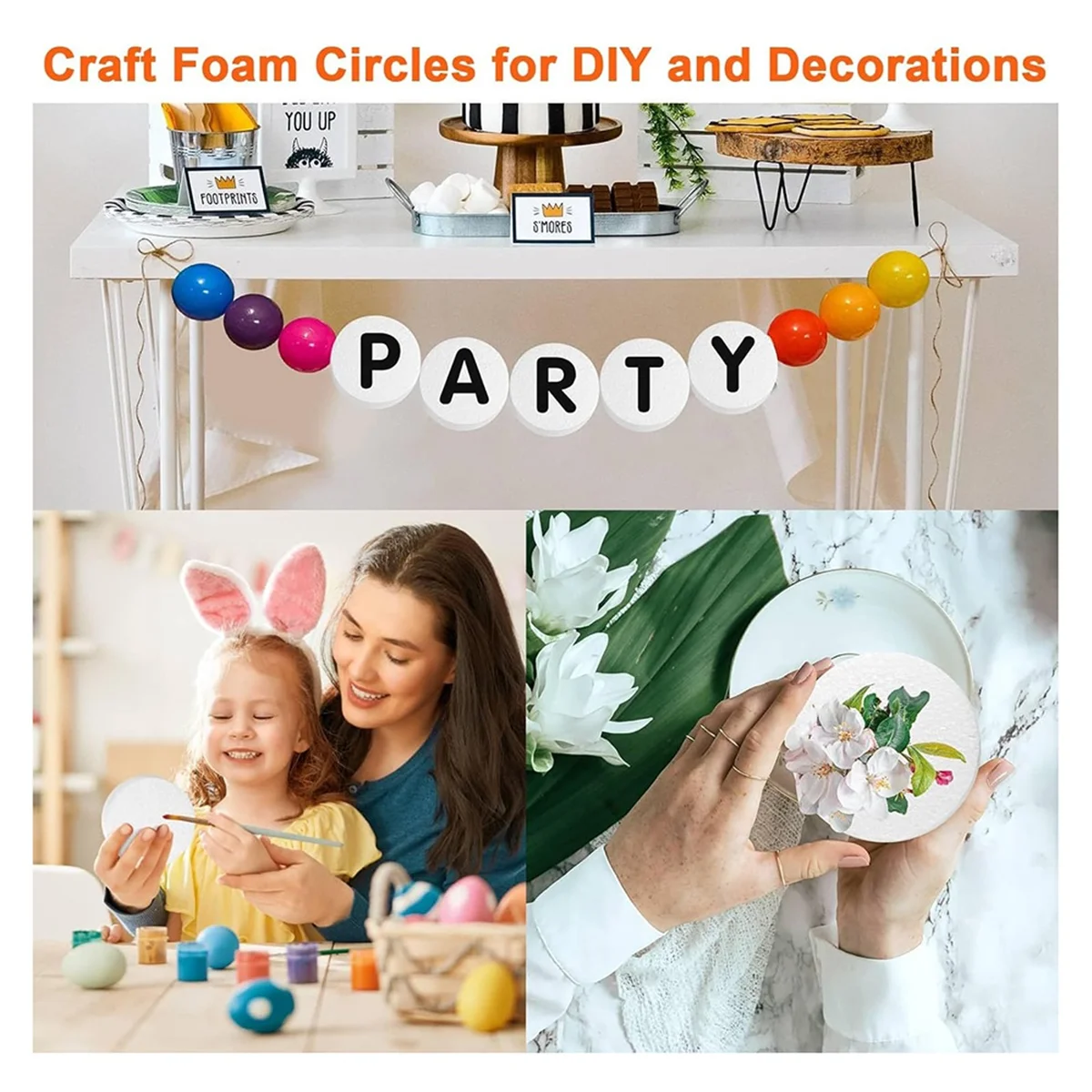 36Pcs Craft Foam Circles with Fishing Line and Needle, 3 Inch Round Foam Discs Polystyrene Circles for Friendship DIY HOT