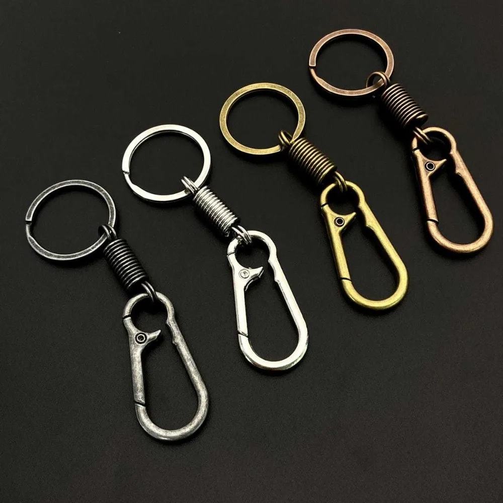 Stainless Steel Spring Keychain Simple Carabiner Clip Keyring Holder Organizer with O Ring Snap Hook Quick Release Key Men Gift