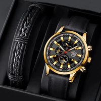 Mens Fashion Quartz Watch With Leather Bracelet Men Business Watch Fashion Casual For Daily Sports Luminous Clock