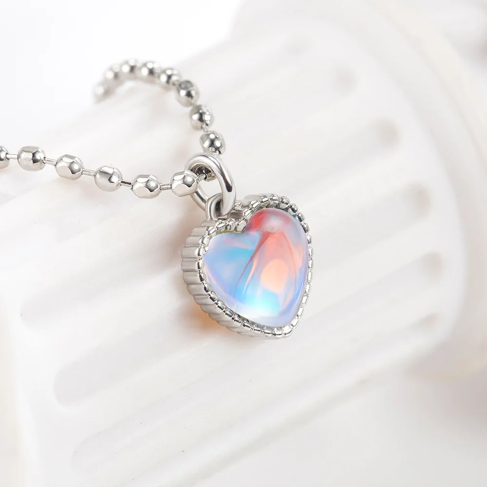 Fashion 925 Sterling Silver Moonstone Heart Crystals Necklaces For Women Luxury Designer Jewelry Wholesale  Items