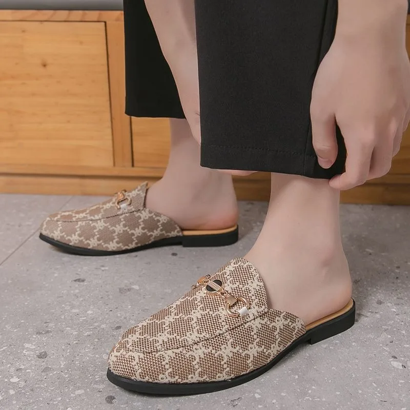 38-48 mules for man formal slidders home half shoes for man horsebit loafers stylish shoes for man chinelo macio